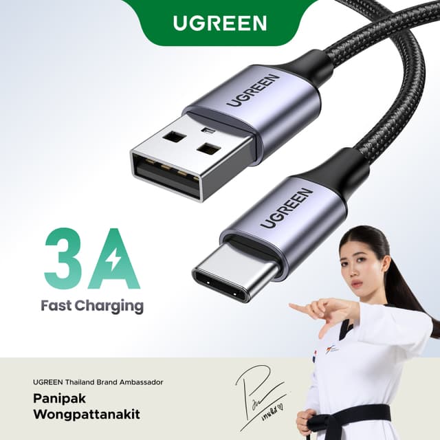 UGREEN สายชาร์จ ชาร์จเร็ว Type C 3A แบบ 90 องศา สำหรับ ซัมซุ