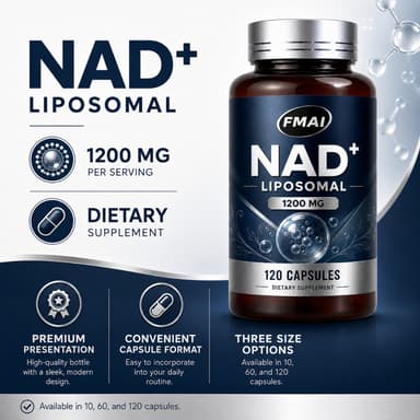 FMAI NAD อาหารเสริมสําหรับชะลอวัยและฟื้นฟูเซลล์ 500 มก. NAD+ รองรับพลังงานเซลล์ สมอง กล้ามเนื้อ | นิโคตินาไมด์ ไรโบไซด์