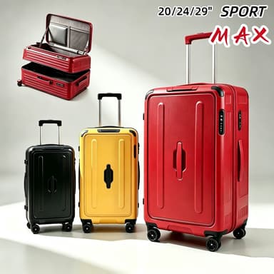 กระเป๋าเดินทางฝาเปิดหน้า ทรงถัง 20/24/29 นิ้ว Sport Max กระเป๋าเดินทางล้อลาก มีพอร์ต USB luggage