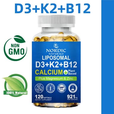 NORDIC NATURALS Vitamin D3 K2 B12 Softgels สนับสนุนกระดูก แคลเซียม ภูมิคุ้มกัน พลังงาน และระบบประสาท