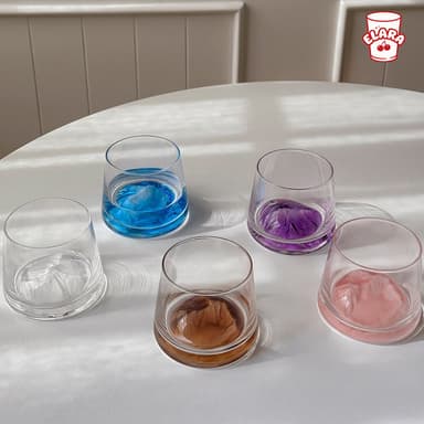 แก้ววิสกี้ลายภูเขาน้ำแข็ง ก้นสีหลายสี สไตล์อินสตาแกรม ปลอดสารพิษ 220ml เหมาะกาแฟ เบียร์ ค็อกเทล