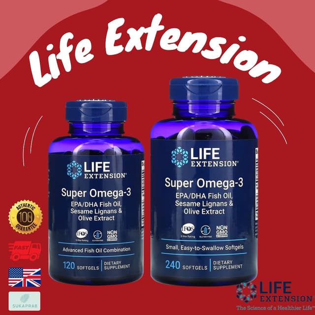 พร้อมส่ง Life Extension Super Omega-3 60 120240 Softgels น้ำ