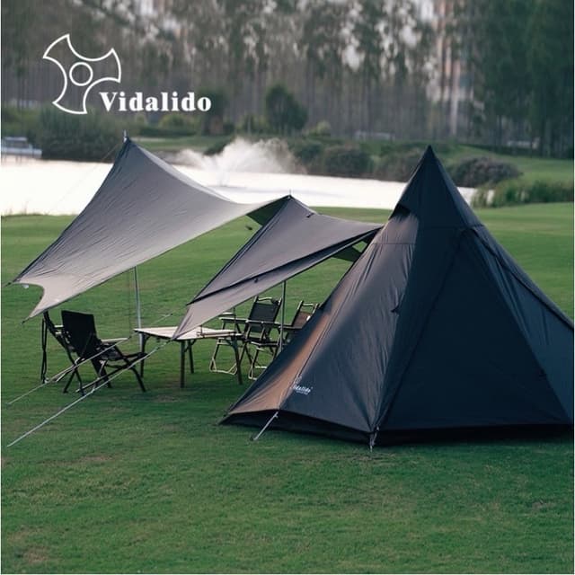 Vidalido Teepee MS , MX Pro เต็นท์กระโจมขนาดใหญ่ ไซส์ กางง่ายสวยงาม(รุ่นมีเสากลาง สามารถใส่เสาAได้)