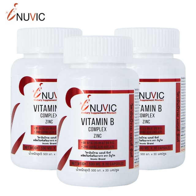 [แพ็ค 3 ขวด] วิตามินบีรวม ซิงค์ อินูวิค Vitamin B Complex  Z
