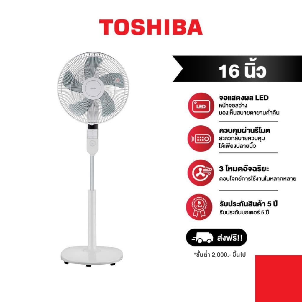 TOSHIBA รุ่น F-ASC60TH(W) พัดลมตั้งพื้น 16 นิ้ว นวัตกรรมตะแกรงเกลียว 2 ชั้น ส่งแรงลมไกลถึง 12 เมตร พร้อมมอเตอร์บอลแบริ่งที่ทำงานเงียบและประหยัดพลังงาน https://lnwchill.com
