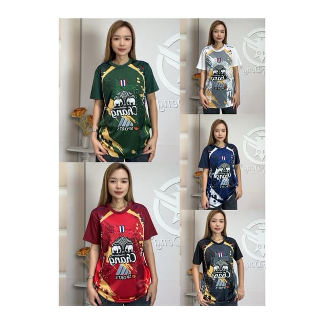 JQ261#(สินค้าพร้อมส่ง)เสื้อกีฬา เสื้อบอล คอกลม แขนสั้น พิมพ์