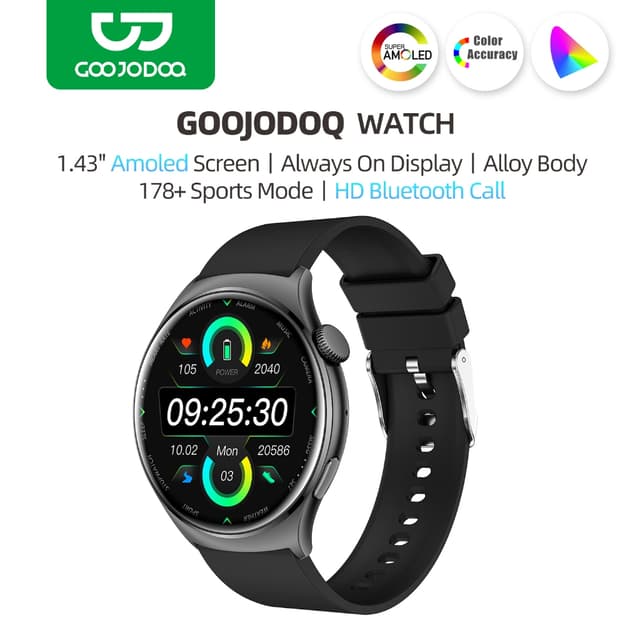 GOOJODOQ Fb027 สมาร์ทวอทช์ หน้าจอสัมผัส Amoled ขนาด ออกกำลัง