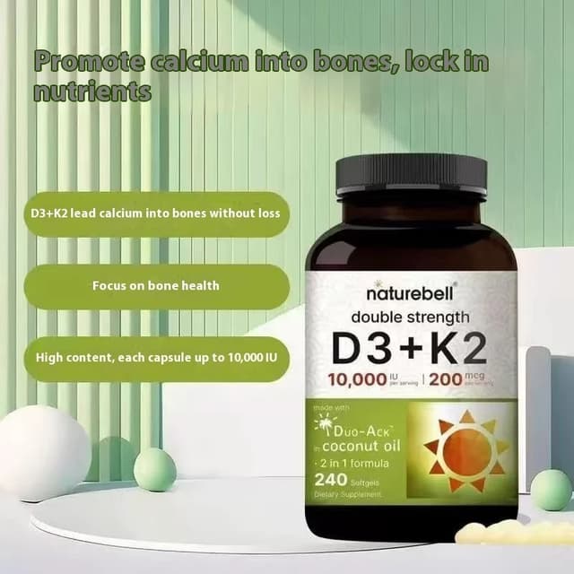 ✨️พร้อมส่ง✨️Naturebell Vitamin D3 K2 (10,000 IU Vitamin D + 