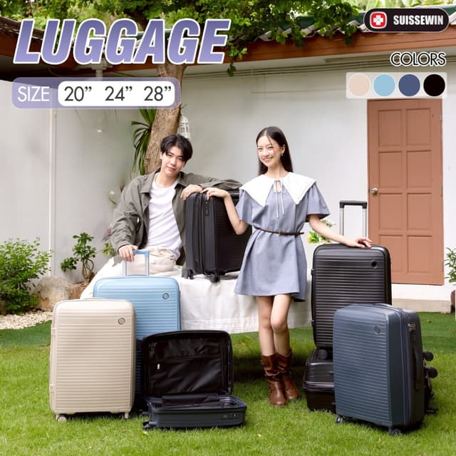 Suissewin กระเป๋าเดินทางล้อลาก วัสดุPP เฟรมชิปรอบ-ขยายได้ เห