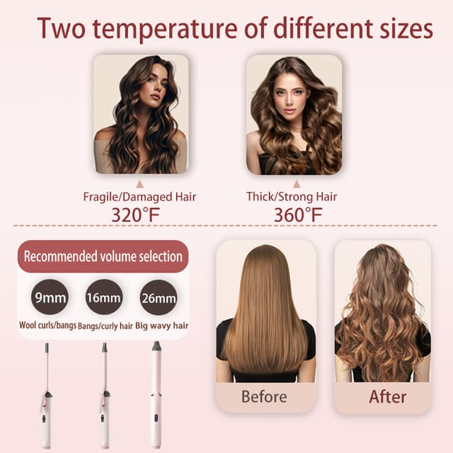 เครื่องม้วนผม ขนาดแกน9 16 26แกน32MM ที่ม้วนผมไฟฟ้า ลอนใหญ่สไ