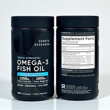 Sports Research Triple Strength Omega-3 Fish Oil,  (ขวดดำ) มีขนาดให้เลือก