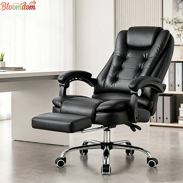 Bloomdom เก้าอี้ผู้บริหารหนัง PU เก้าอี้ทำงานปรับเอน 90°-155