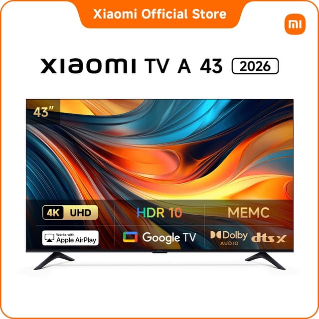 Xiaomi รุ่น TV 2026 สมาร์ททีวี 43 นิ้ว 4K UHD Google TV รองรับ Apple Airplay, Dolby Audio และ MEMC 60Hz เพื่อประสบการณ์การรับชมที่เหนือกว่า
