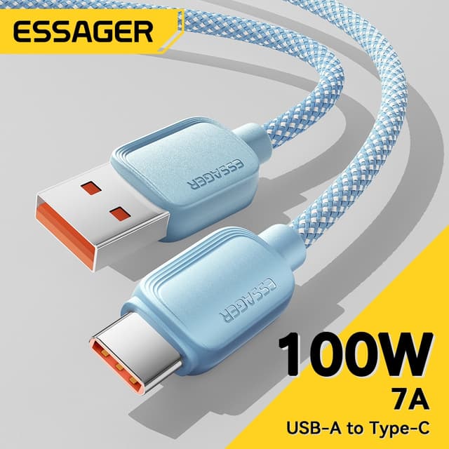 Essager 7A USBA Type C สายเคเบิ้ล100W สายชาร์จความไวสูงสายชา