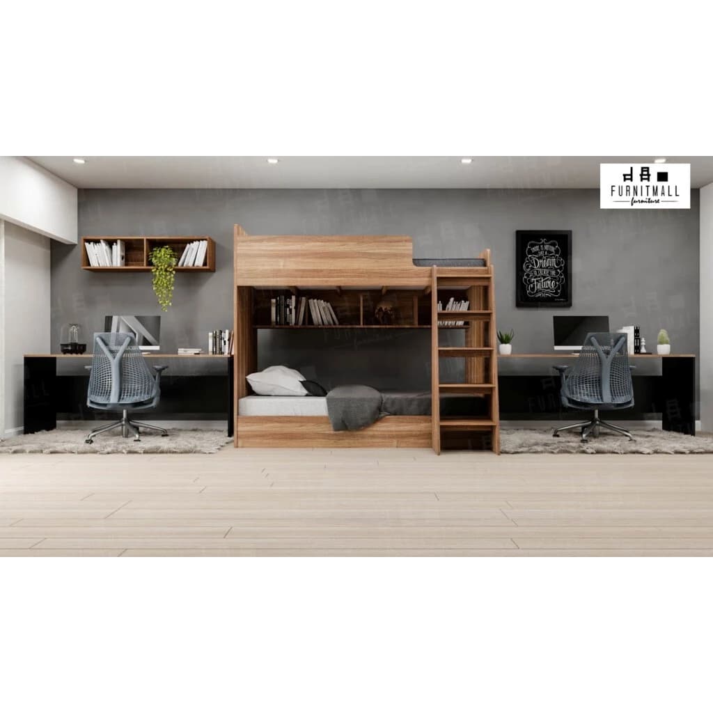 เตียงไม้สองชั้น 3.5 ฟุต บันไดหน้า สูงรวม 180 ซม. https://lnwchill.com