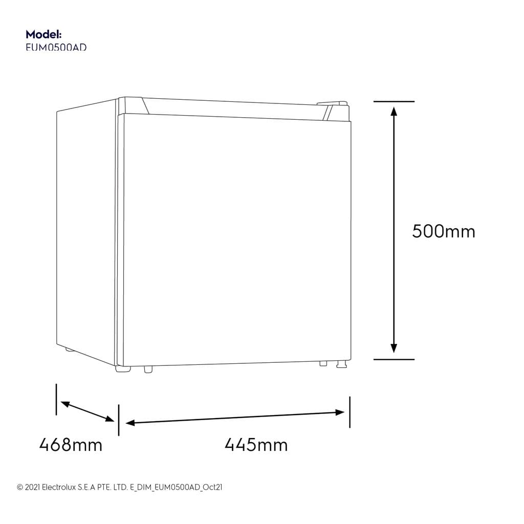 Electrolux EUM0500AD-TH ตู้เย็นมินิบาร์ 1.5 คิว (45 ลิตร) ดีไซน์ประตูสีเงินสแตนเลส พร้อมระบบละลายน้ำแข็งกึ่งอัตโนมัติ https://lnwchill.com