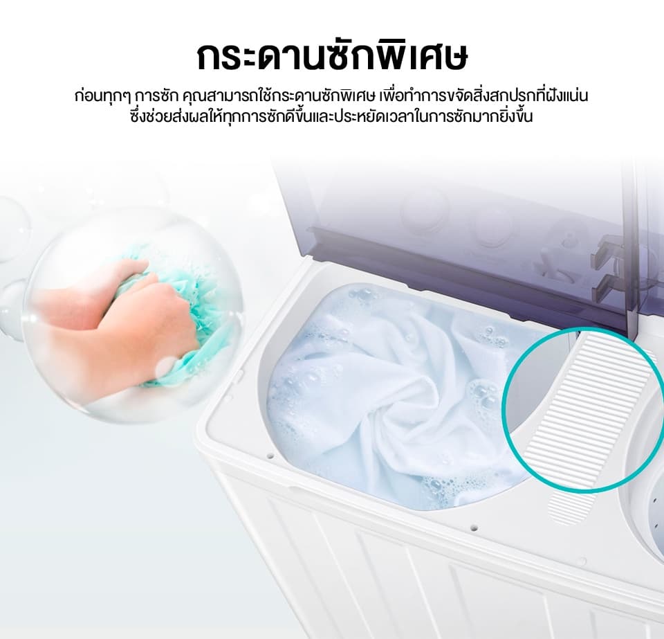 Hisense รุ่น WSRB1201W เครื่องซักผ้าสองถังความจุ 12 กก ประสิทธิภาพการซักสูงประหยัดพลังงานตัวถังแข็งแรงทนทานเหมาะสำหรับครอบครัว https://lnwchill.com