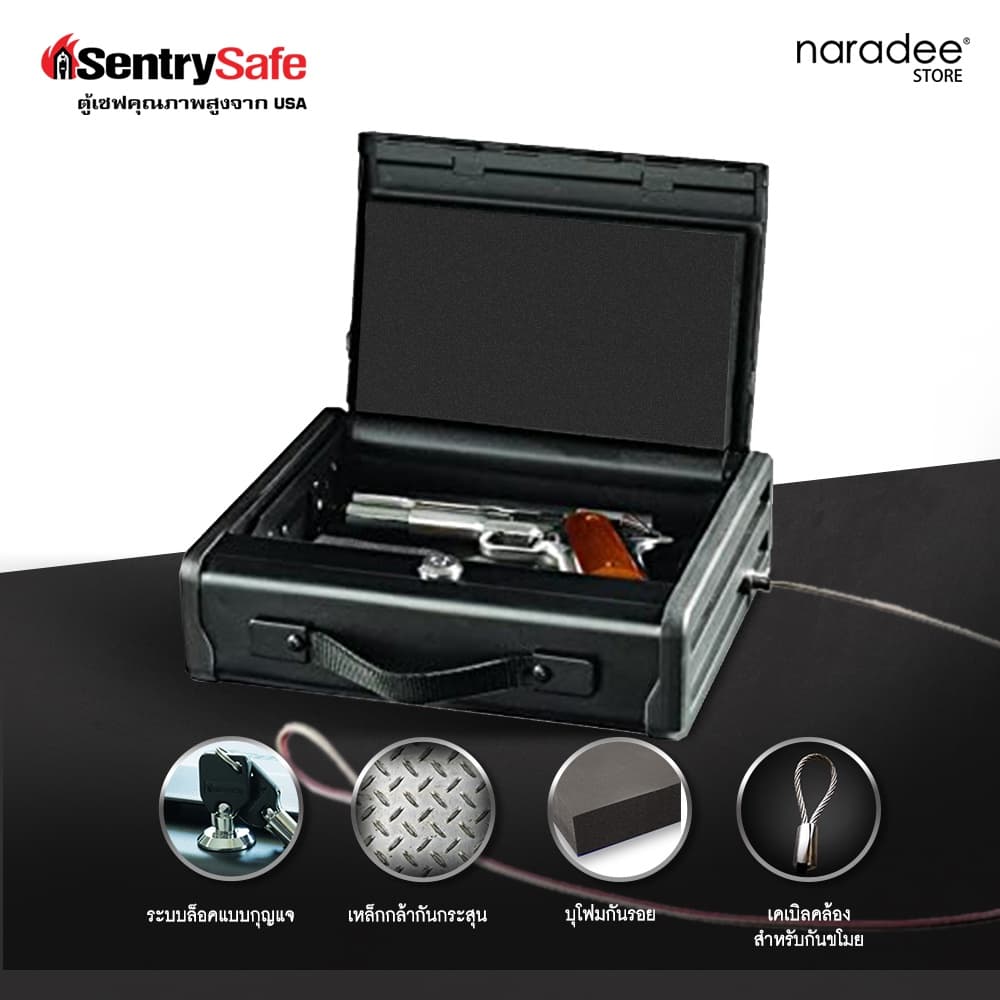 SentrySafe รุ่น PP1K ตู้เซฟเก็บอุปกรณ์ป้องกันตัวแบบพกพา พร้อมระบบล็อคกุญแจและสายเคเบิลนิรภัย เพื่อความปลอดภัยสูงสุดในทุกการเดินทาง https://lnwchill.com
