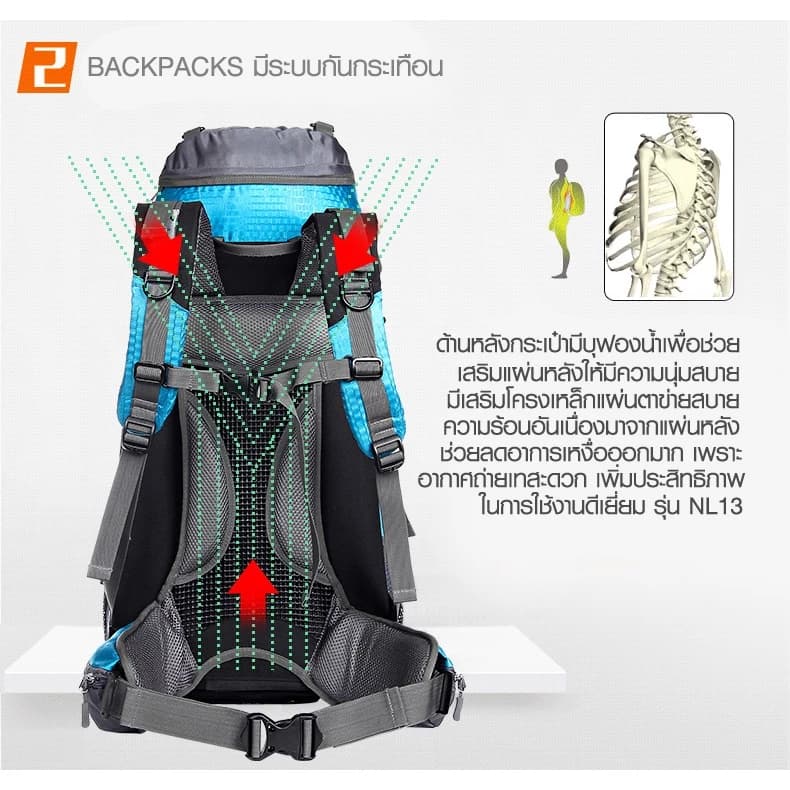 NL13 ขนาดกระเป๋า 55+5 L (เสริมโครง) เป้รับน้ำหนัก เป้ทนทาน เป้สะพายหลัง เป้เดินทาง เป้เดินป่า เป้ลุย เป้มีคลุมกันฝน https://lnwchill.com