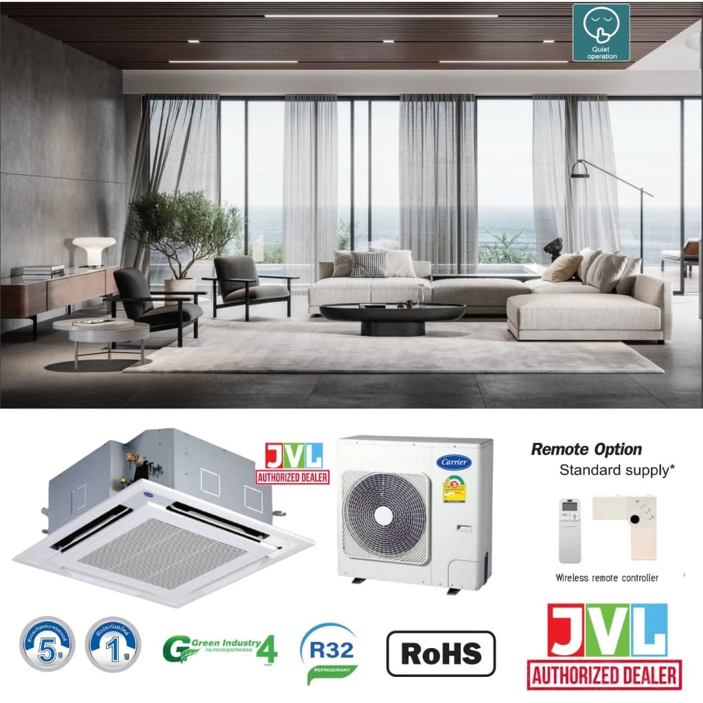 Carrier TGF Series CASSETTE แคเรียร์ แอร์ ฝังฝ้าแบบ 4 ทิศทาง ระบบธรรมดา เย็น คุณภาพดี R32 เบอร์5 เครื่องปรับอากาศ https://lnwchill.com