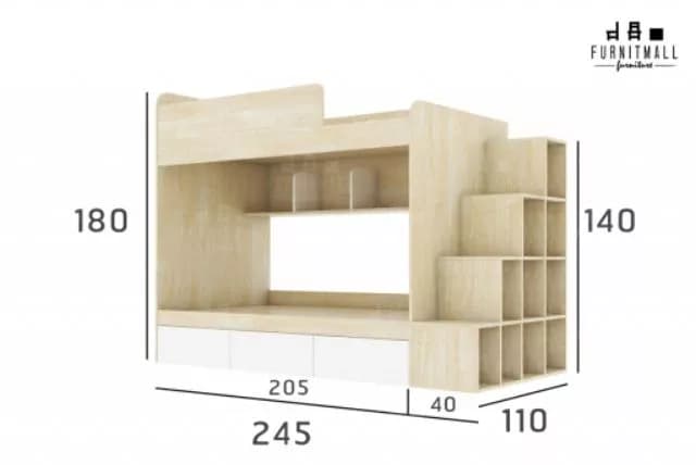 เตียงสองชั้น​ไม้​ ขนาด​ 3.5ฟุต​ พร้อมกล่องบันไดเปิดข้าง https://lnwchill.com