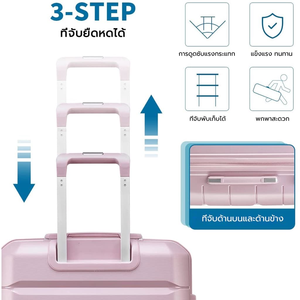 SiamChoice รุ่น LUGG-PP20 กระเป๋าเดินทาง 20 นิ้ว วัสดุ PP แท้ 100% น้ำหนักเบาพิเศษ พร้อมซิป YKK และระบบล็อก TSA รับประกันนาน 5 ปี https://lnwchill.com