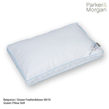 Parker&Morgan รุ่น Belgravia หมอนขนห่านแท้ 90/10 ขนาดควีน (SOFT) มอบสัมผัสการนอนหลับที่นุ่มสบายระดับพรีเมียม เพื่อการพักผ่อนที่เหนือกว่า