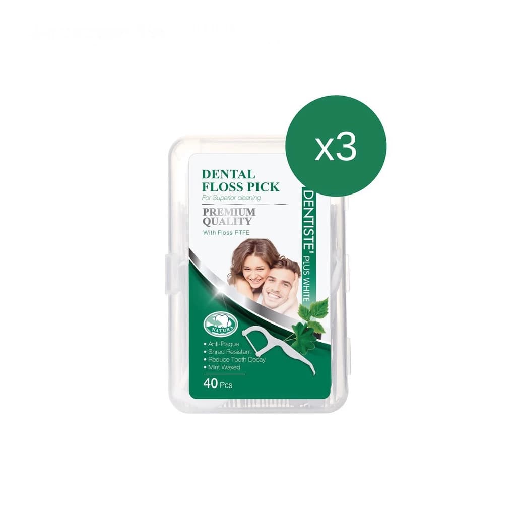Dentiste' [แพ็ค 3] Dentiste Dental Floss Pick 40 ชิ้น ไหมขัดฟันพร้อมด้ามจับ เส้นไหมเคลือบขี้ผึ้ง ทำความสะอาดซอกฟันได้ดี เดนทิสเต้ https://lnwchill.com