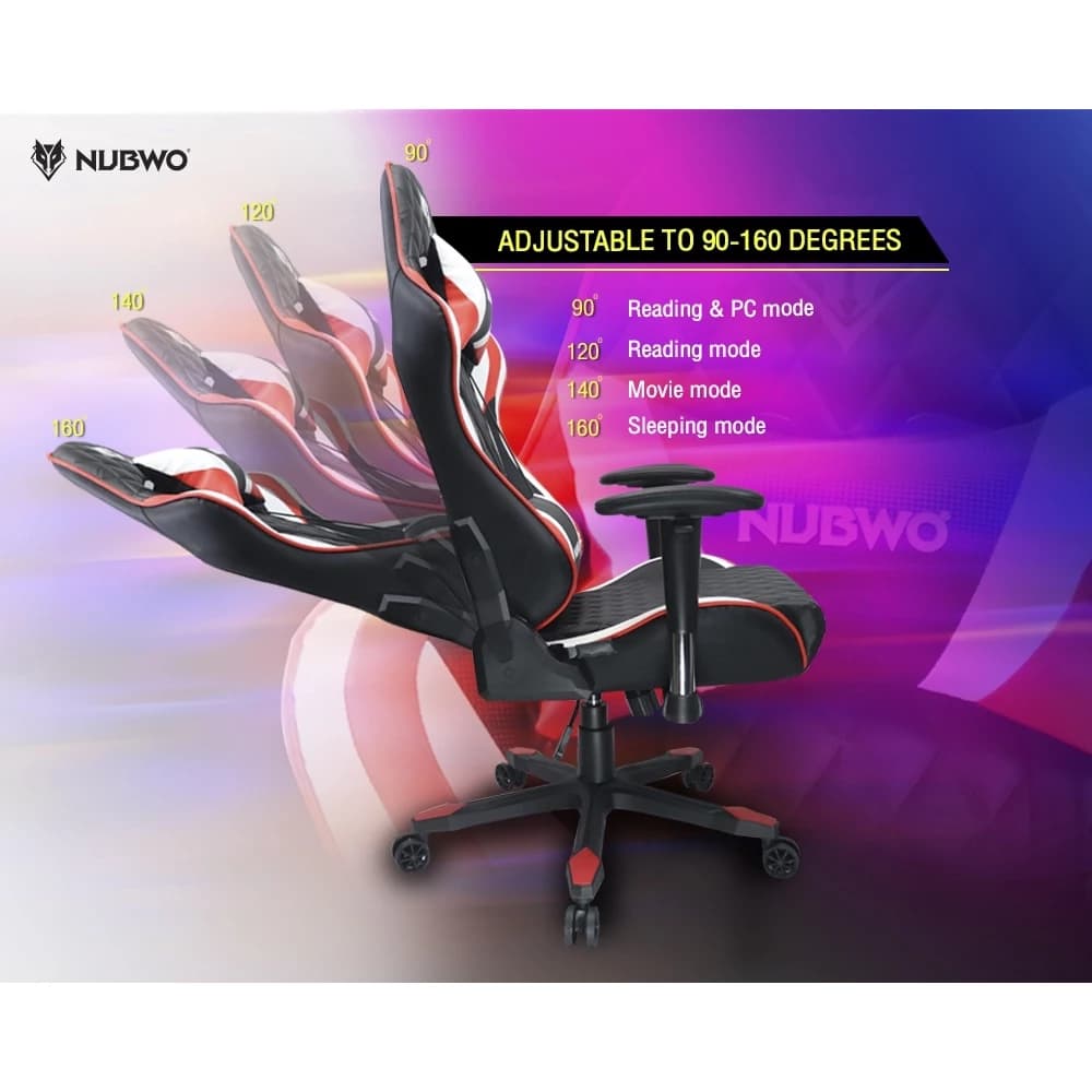 Nubwo เก้าอี้เกมมิ่ง เก้าอี้เกมมิ่งเพื่อสุขภาพ เก้าอี้ทำงาน ดีไซน์เท่ Gaming Chair E-Sport เอนได้ 160 องศา เก้าอี้เบาะ นุ่ม เกรดคุณภาพ รองรับ 160 กก. ส่วนสูง 160-190 รุ่น NBCH-020 https://lnwchill.com