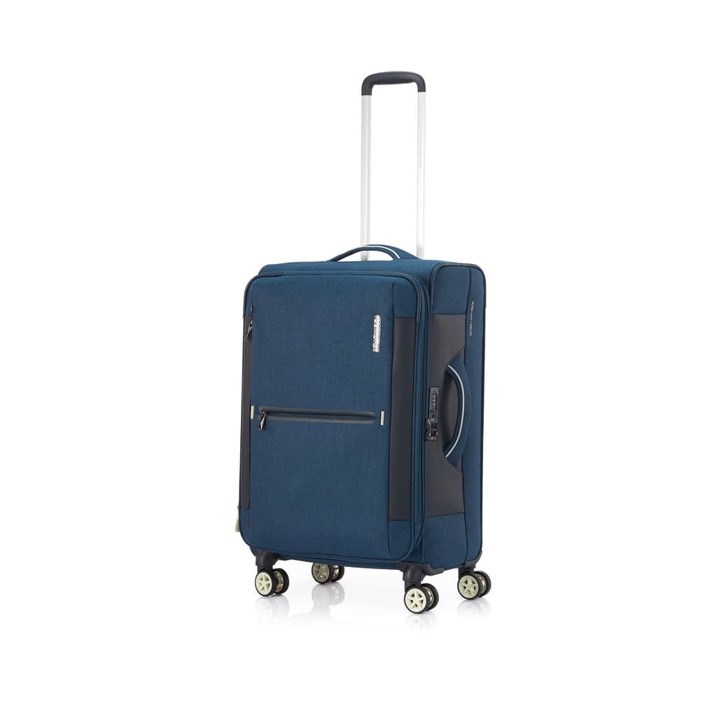 AMERICAN TOURISTER รุ่น DROYCE SPINNER 68/25 EXP TSA กระเป๋าเดินทางล้อลาก 25 นิ้ว แบบผ้า น้ำหนักเบาพิเศษ ขยายความจุได้ พร้อมซิปนิรภัย DUOSAF https://lnwchill.com