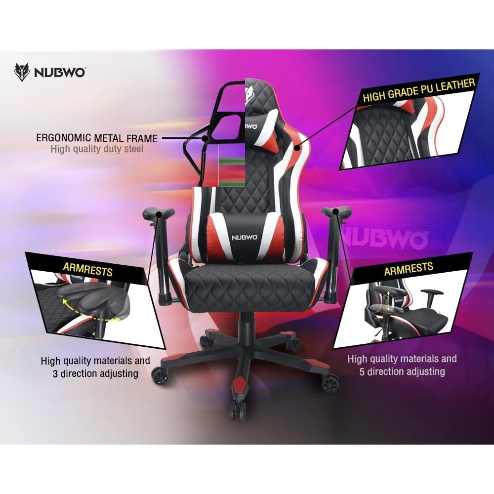 Nubwo เก้าอี้เกมมิ่ง เก้าอี้เกมมิ่งเพื่อสุขภาพ เก้าอี้ทำงาน ดีไซน์เท่ Gaming Chair E-Sport เอนได้ 160 องศา เก้าอี้เบาะ นุ่ม เกรดคุณภาพ รองรับ 160 กก. ส่วนสูง 160-190 รุ่น NBCH-020 https://lnwchill.com
