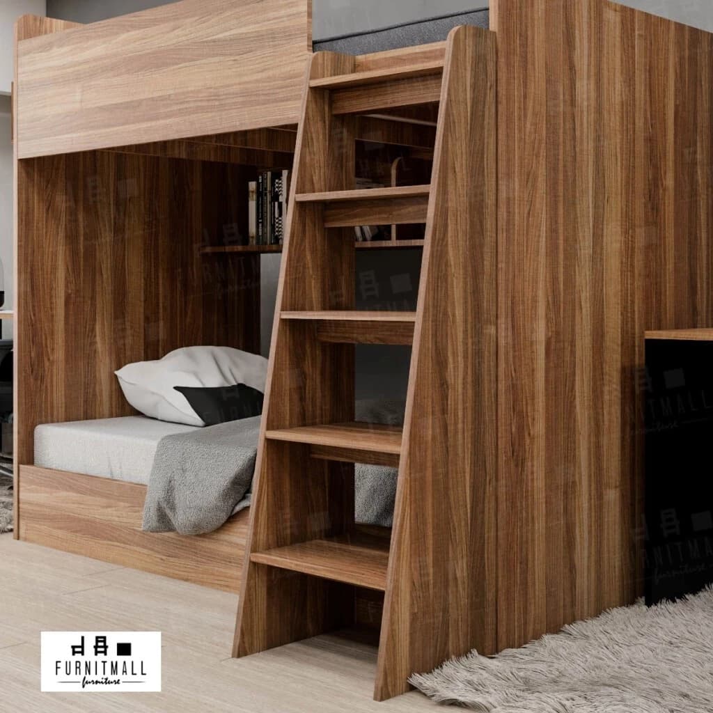 เตียงไม้สองชั้น 3.5 ฟุต บันไดหน้า สูงรวม 180 ซม. https://lnwchill.com