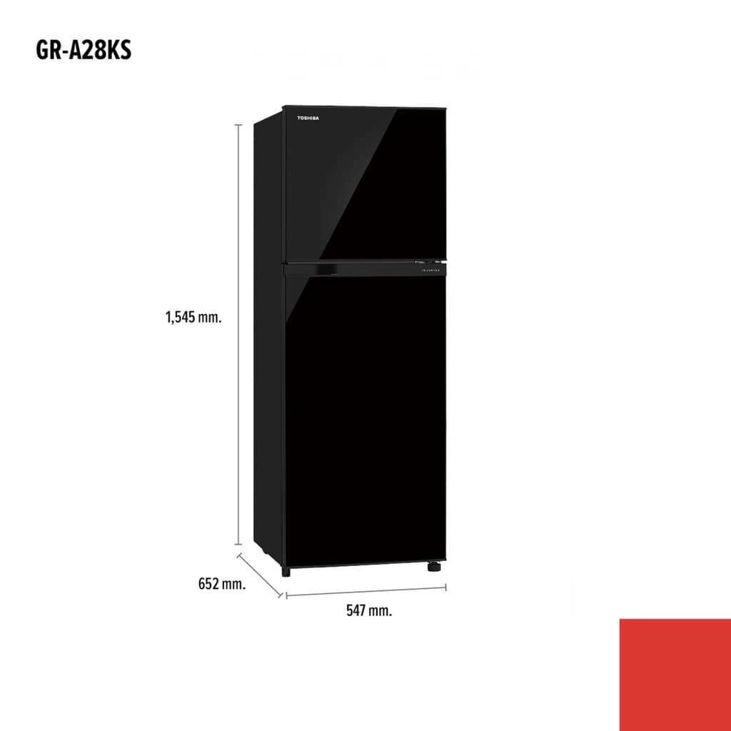 Toshiba รุ่น GR-A28KU(UK) ตู้เย็น 2 ประตู 8.2 คิว กระจกดำ ดีไซน์หรูหราพร้อมระบบกำจัดกลิ่น Hybrid Bio เย็นเร็วและเงียบสนิท https://lnwchill.com