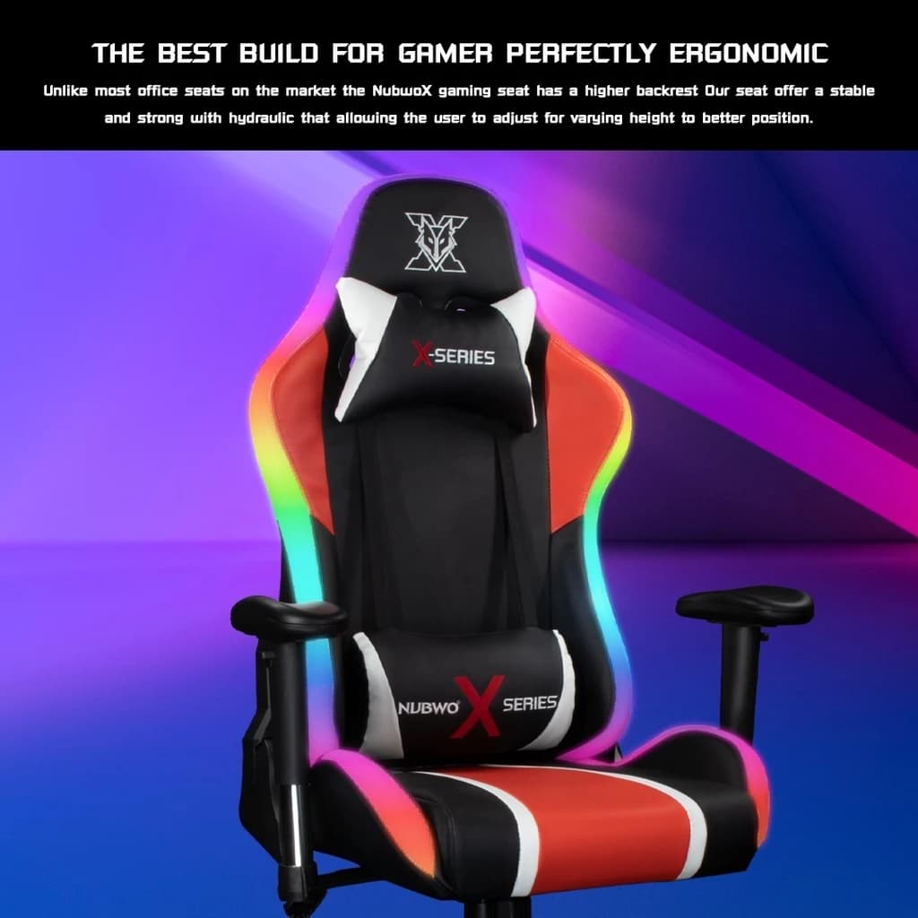 Nubwo เก้าอี้เกมมิ่ง เก้าอี้ทำงานมีไฟ GAMING CHAIR RGB Spectrum E-Sport ปรับได้หลายโหมด เอนได้ 180 องศา รุ่น X113 ลดอาการปวดเมื่อย นุ่มสบาย ตามหลักสรีระศาสตร์ https://lnwchill.com