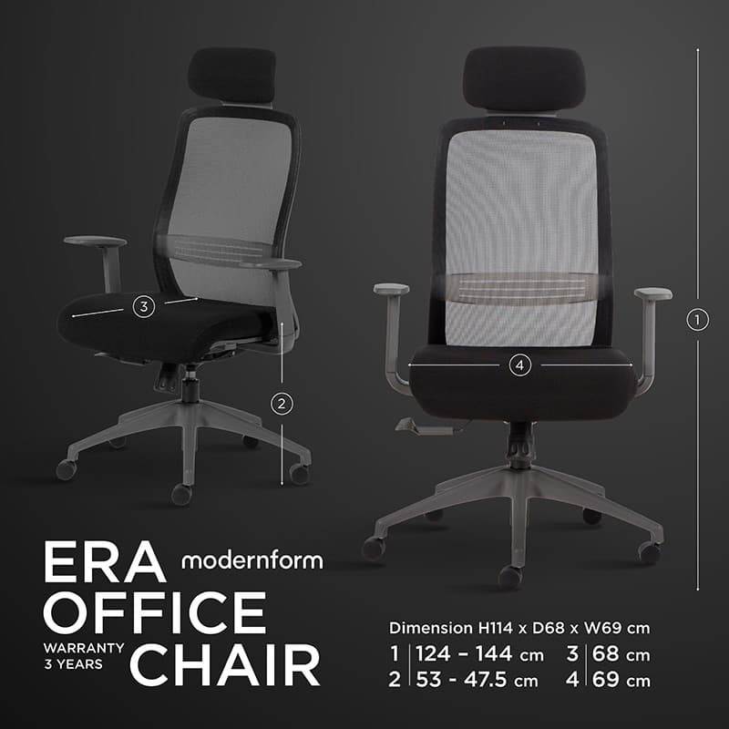 Modernform เก้าอี้สำนักงาน เก้าอี้เพื่อสุขภาพ รุ่น ERA-L พนักพิงสูง สีดำ https://lnwchill.com