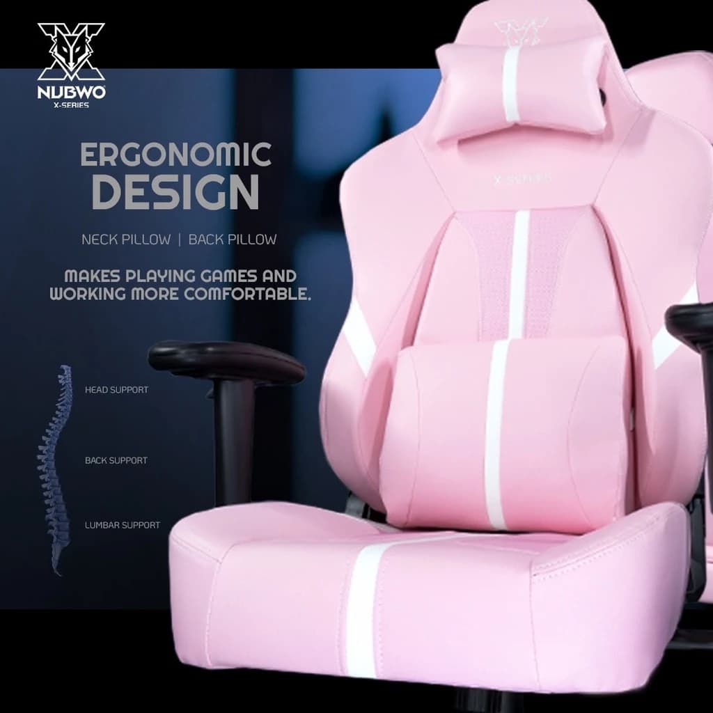 NUBWO เก้าอี้ทำงาน เก้าอี้เกมมิ่งเพื่อสุขภาพ Gaming Chair E-Sport เก้าอี้สีดำ เก้าอี้สีชมพู นุ่มสบาย ตามหลักสรีระศาสตร์ เก้าอี้เกมมิ่ง เก้าอี้เพื่อสุขภาพ ปรับเอนได้ 180 องศา รุ่น X115 https://lnwchill.com