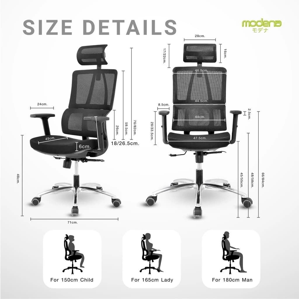 Modena เก้าอี้สุขภาพ รุ่น Kama Plus เก้าอี้สีดำ เก้าอี้ทำงานเพื่อสุขภาพ Ergonomic Chair นุ่มสบาย ตามหลักสรีระศาสตร์ ราคาดีระบายอากาศดีเยี่ยม รองรับน้ำหนัก 120 kg. https://lnwchill.com