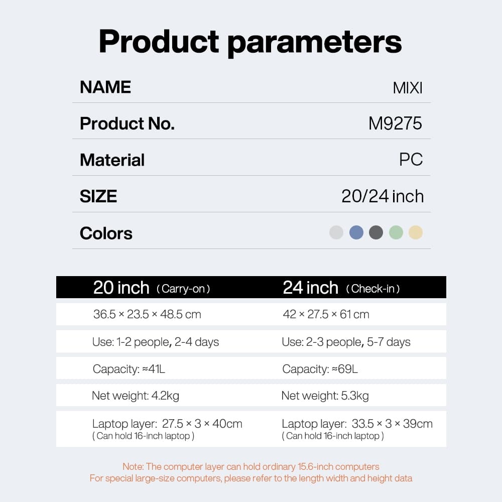 Mixi รุ่น M9275 กระเป๋าเดินทางกรอบอลูมิเนียม 20 และ 24 นิ้ว แบบเปิดหน้าพร้อมคันชักกว้าง ใช้งานสะดวก https://lnwchill.com