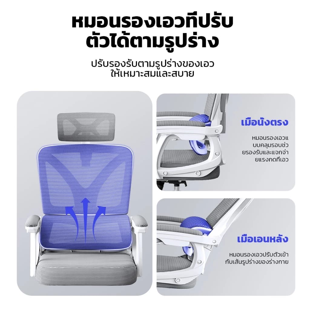 YISONG รุ่น W258 เก้าอี้สีขาว เก้าอี้สีเทา สีเงิน เก้าอี้ทํางาน เก้าอี้เกมมิ่ง เก้าอี้คอม Office Chair เก้าอี้คอม เก้าอี้สํานักงาน เก้าอี้เกมมิ่ง สามารถปรับเอนได้ 135° มีที่วางเท้า https://lnwchill.com