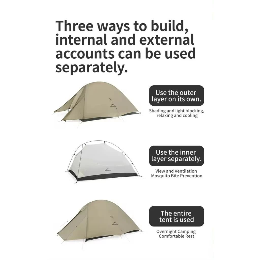 Naturehike Cloud up 1/2 Pro เต็นท์ Pro 20D ไนลอนกันน้ํา Ultralight Camping เต็นท์ https://lnwchill.com