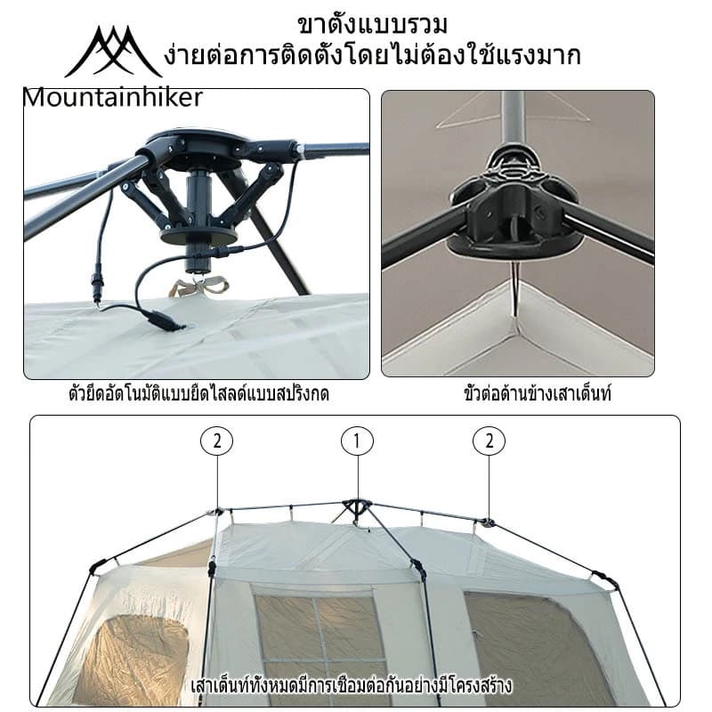 Mountainhiker   Village13 เต็นท์บ้านออโต้ 2ห้องนอน 1ห้องนั่งเล่น กางอัตโนมัติ กันน้ำกันแดด พร้อมส่ง⚡️ https://lnwchill.com