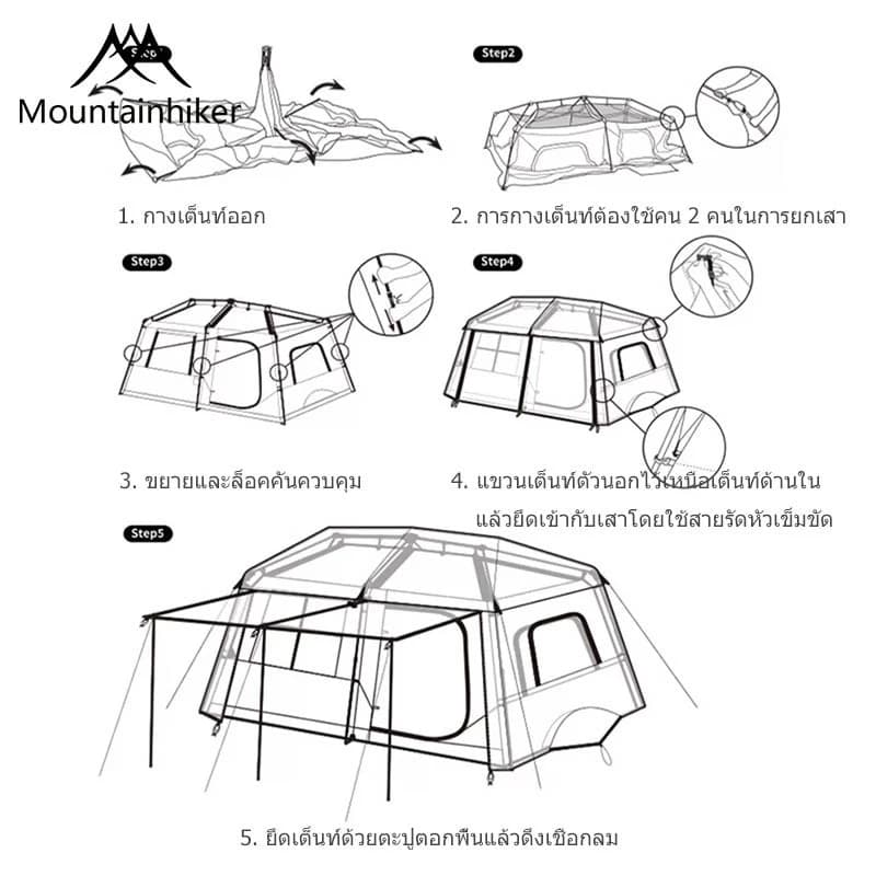 Mountainhiker   Village13 เต็นท์บ้านออโต้ 2ห้องนอน 1ห้องนั่งเล่น กางอัตโนมัติ กันน้ำกันแดด พร้อมส่ง⚡️ https://lnwchill.com