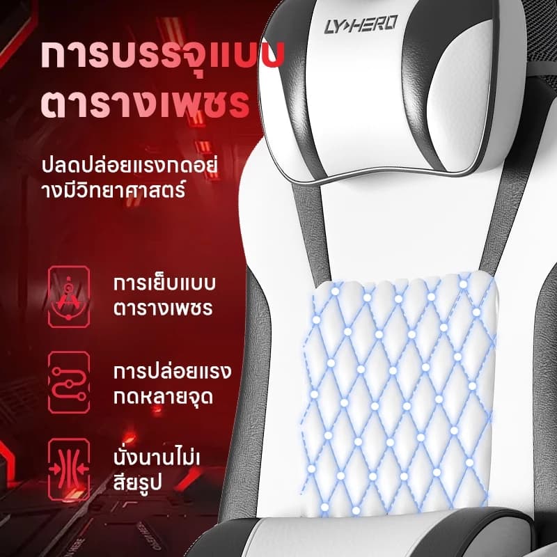 YISONG เก้าอี้เกมมิ่ง เก้าอี้สีขาว เก้าอี้สีเทา พร้อมหมอนรองศีรษะและรองรับหลัง เบาะหนังหนา เอนพิงได้ 170 องศา F19 https://lnwchill.com