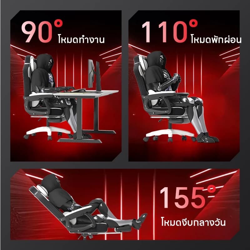 YISONG เก้าอี้เกมมิ่ง เก้าอี้สีขาว เก้าอี้สีเทา พร้อมหมอนรองศีรษะและรองรับหลัง เบาะหนังหนา เอนพิงได้ 170 องศา F19 https://lnwchill.com