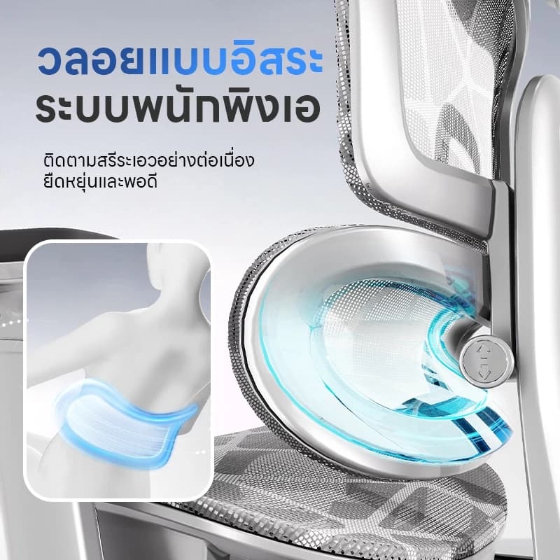 YISONG รุ่น LS900 เก้าอี้สีเงิน เก้าอี้สีขาว เก้าอี้ทํางาน เก้าอี้เกมมิ่ง เก้าอี้คอม ergonomic chair เก้าอี้ทำงานเพื่อสุขภาพ https://lnwchill.com