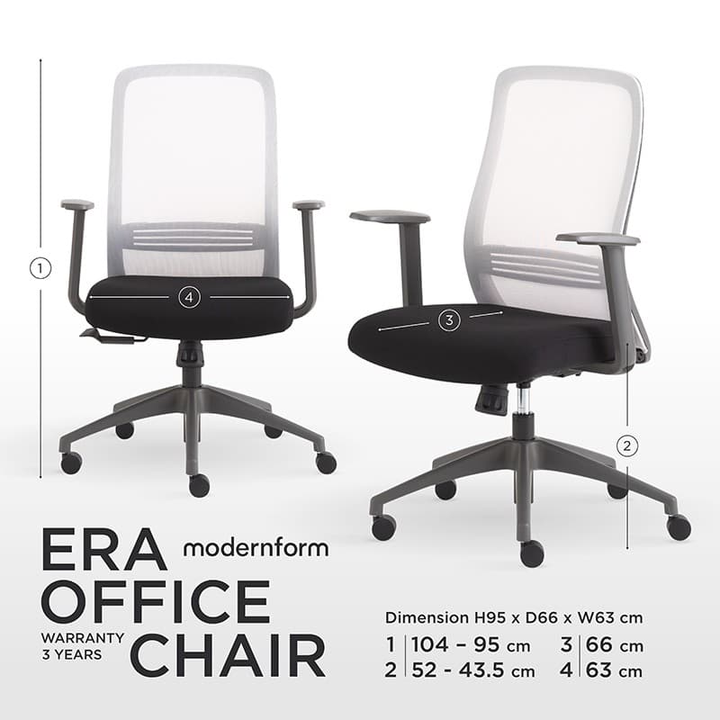 Modernform เก้าอี้สำนักงาน รุ่น ERA S ระบายอากาศดีเยี่ยม พนักพิงกลาง สีดำ เก้าอี้สีดำ https://lnwchill.com