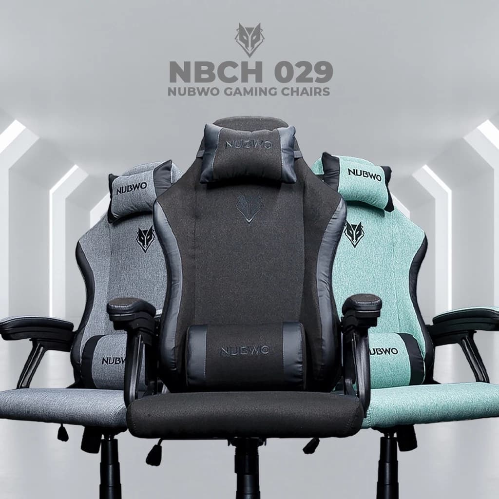 NUBWO เก้าอี้เกมมิ่ง เก้าอี้เกมมิ่งเพื่อสุขภาพ เก้าอี้ทำงาน เก้าอี้สีดำ สีเทา สีเขียว วัสดุผลิตจากผ้าระบายอากาศ มีหมอนรองคอและหลัง รุ่น NBCH-029 Gaming Chair E-Sport ปรับเอนได้ 160 องศา https://lnwchill.com