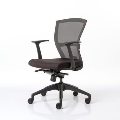 Modernform เก้าอี้ทำงานดีไซน์เรียบเท่ พนักพิงกลาง ปรับเอนได้ 4 ระดับ รุ่น E1 เก้าอี้สีดำ โครงดำ แขน FIX ขาพลาสติก พนักตาข่ายสีดำ เบาะผ้าสีดำ เก้าอี้นั่งทำงาน