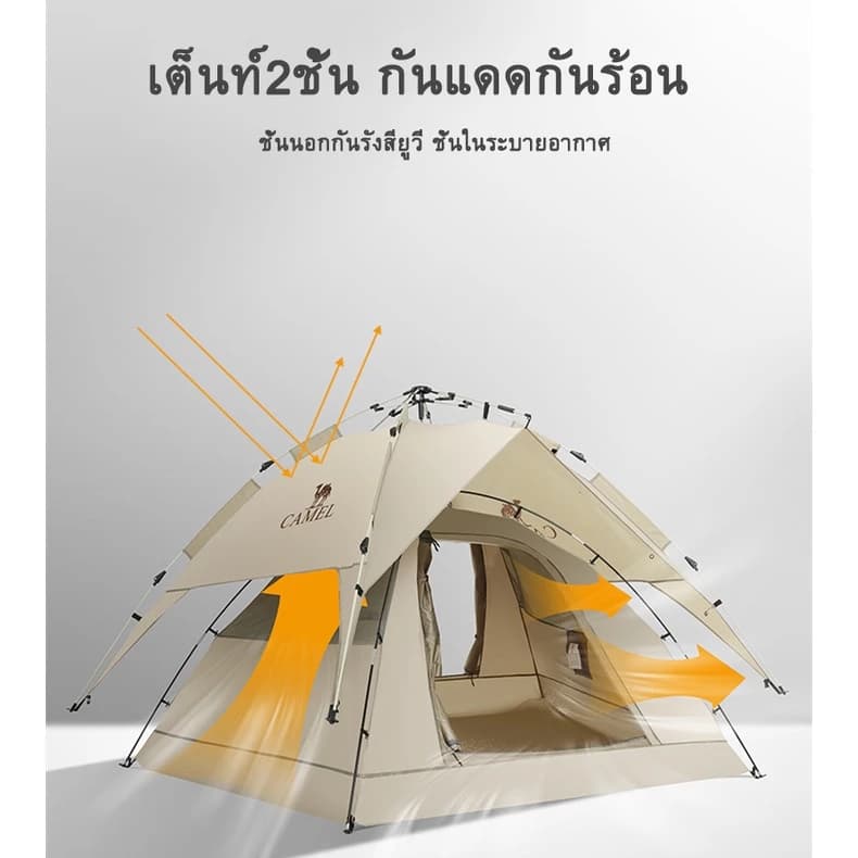 CAMEL CROWN เต็นท์กางเต้นท์อัตโนมัติ 3~4 คน กลางแจ้ง แบบพกพา พับ กันฝน กันแดด เต็นท์ ปิกนิก https://lnwchill.com