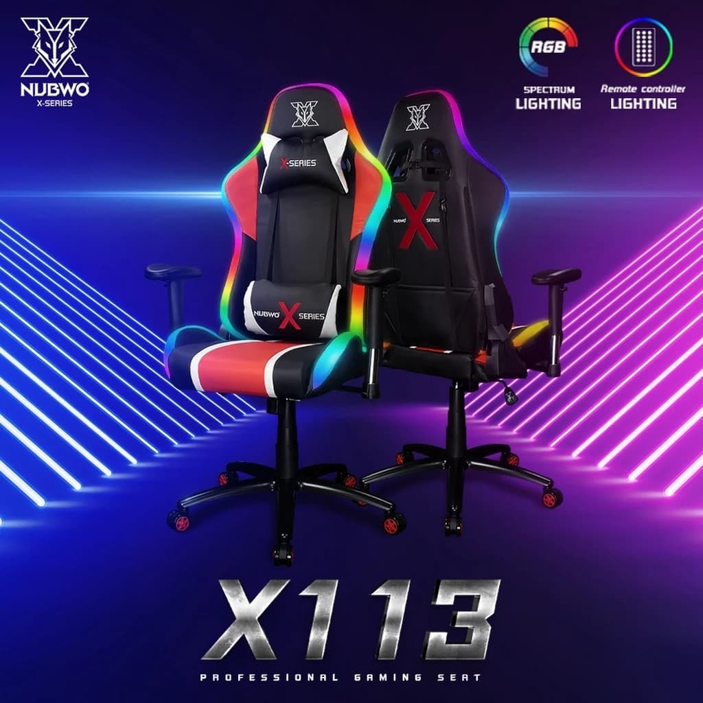 Nubwo เก้าอี้เกมมิ่ง เก้าอี้ทำงานมีไฟ GAMING CHAIR RGB Spectrum E-Sport ปรับได้หลายโหมด เอนได้ 180 องศา รุ่น X113 ลดอาการปวดเมื่อย นุ่มสบาย ตามหลักสรีระศาสตร์ https://lnwchill.com